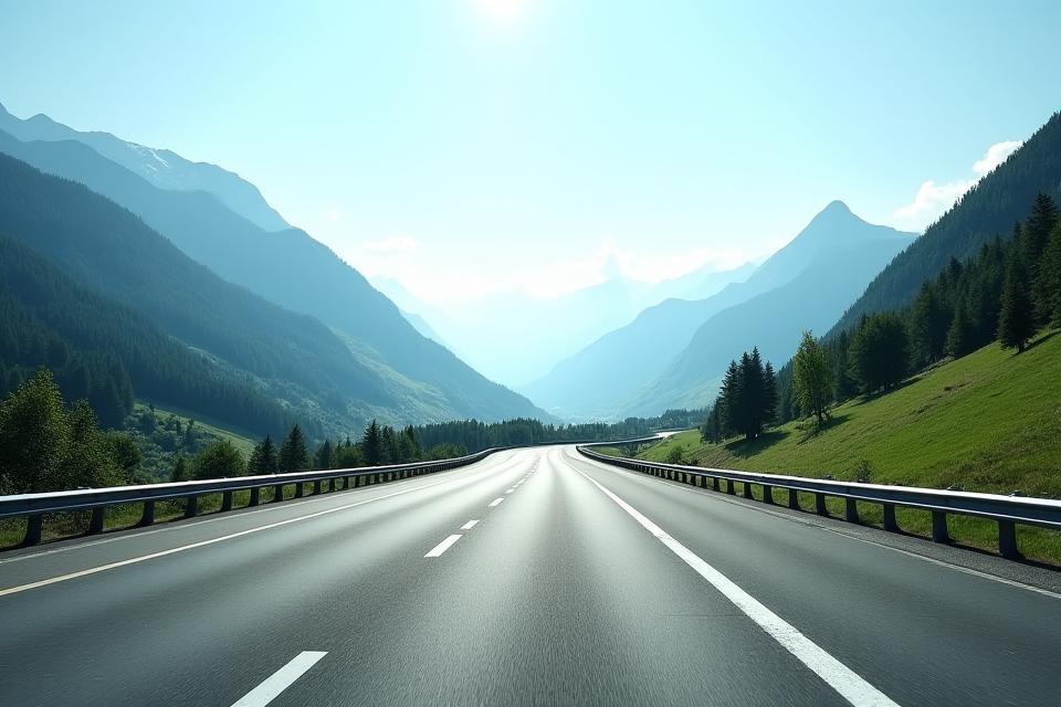 Scenic view of a modern Swiss motorway with clear signage